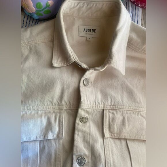Agolde Tatum Ivory Denim Utility Jumpsuit Long Sleeve Buttons Sz Small (Not Belt - Picture 11 of 16